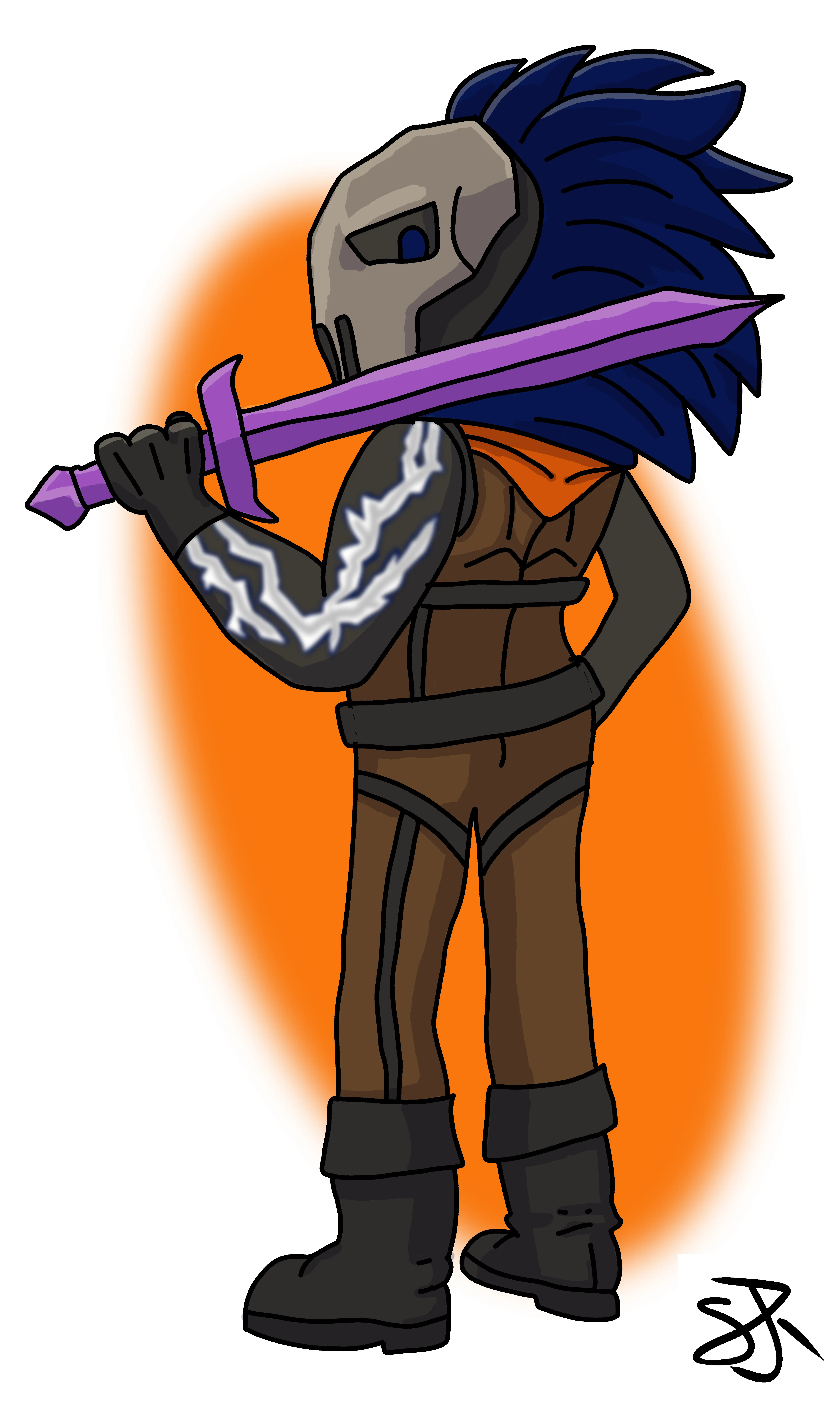 Final shaded illustration of Infinite, shadow genasi rogue